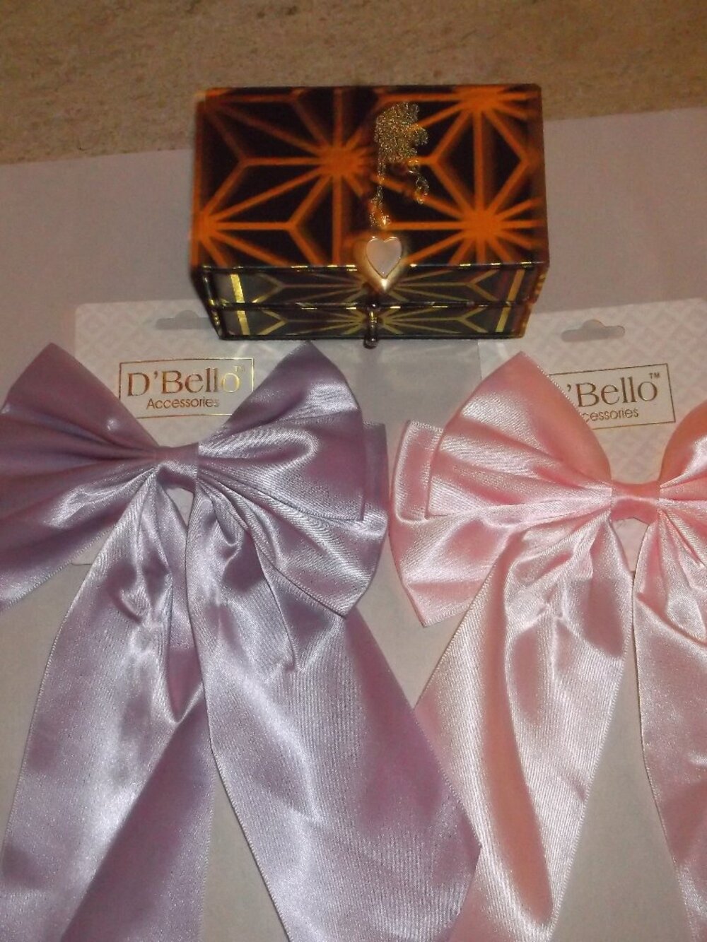 NWT Satin Hair Bows + Heart Necklace Bundle – Lavender & Pink Gift Set - Picture 2 of 4